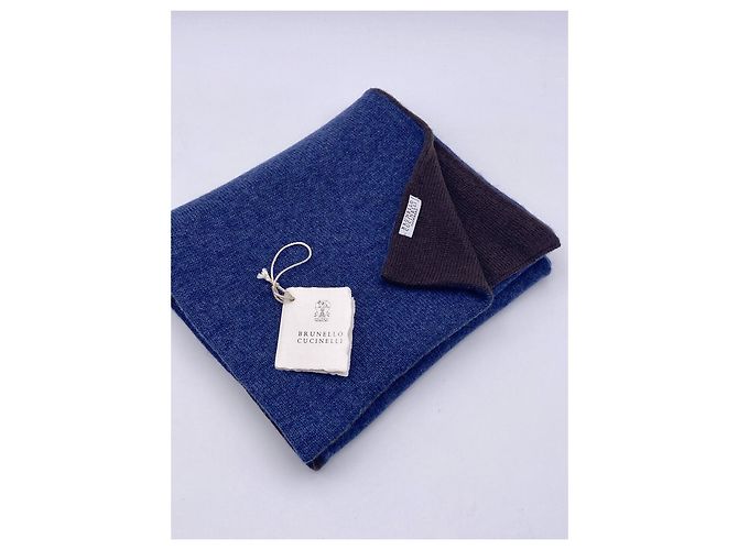 Sciarpa Brunello Cucinelli cashmere blu unisex nuova - vista 4