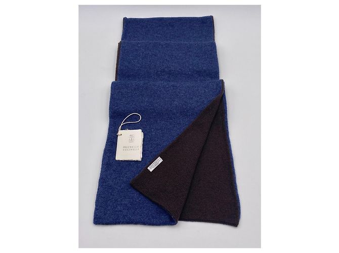 Sciarpa Brunello Cucinelli cashmere blu unisex nuova - vista 8