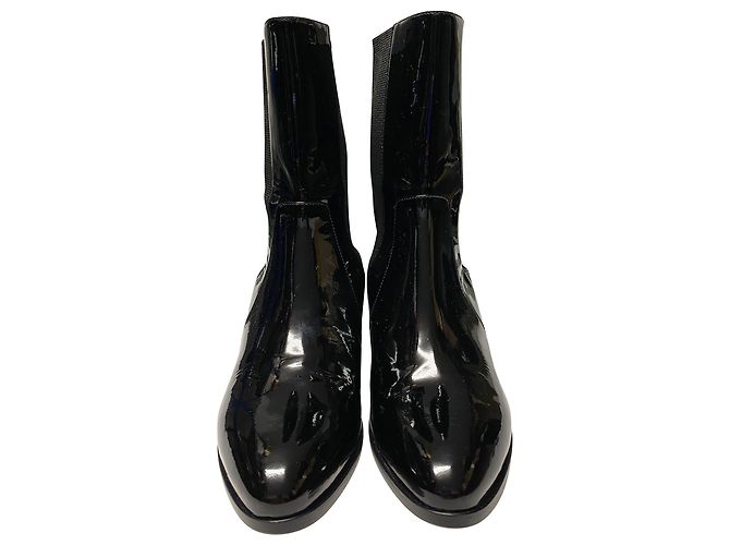 Bottines Chanel en Vernis Noir - vue 4