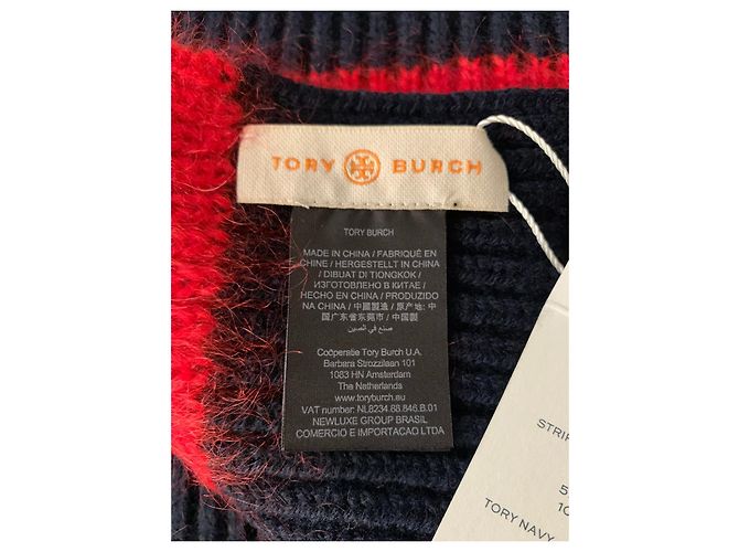 Sciarpa Tory Burch in lana e mohair blu navy - vista 4