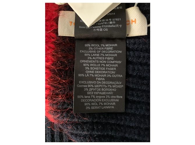 Sciarpa Tory Burch in lana e mohair blu navy - vista 6