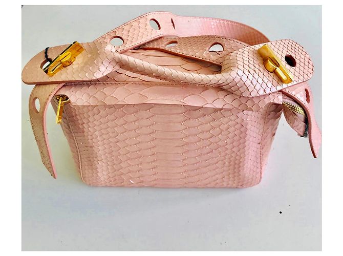 Sophie Hulme Bolt Tasche Rosa Python Leder Pink - Ansicht 2