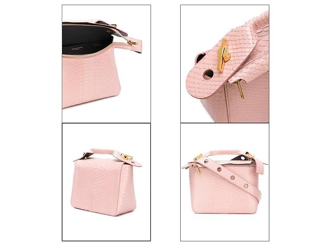 Sophie Hulme Bolt Tasche Rosa Python Leder Pink - Ansicht 6