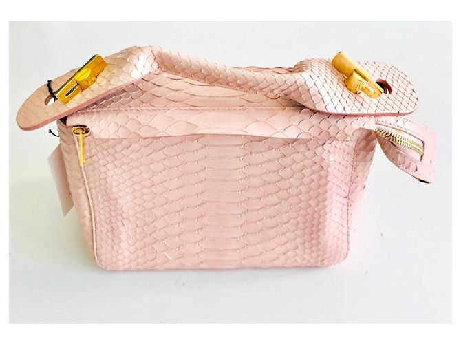 Sophie Hulme Bolt Tasche Rosa Python Leder Pink - Ansicht 9