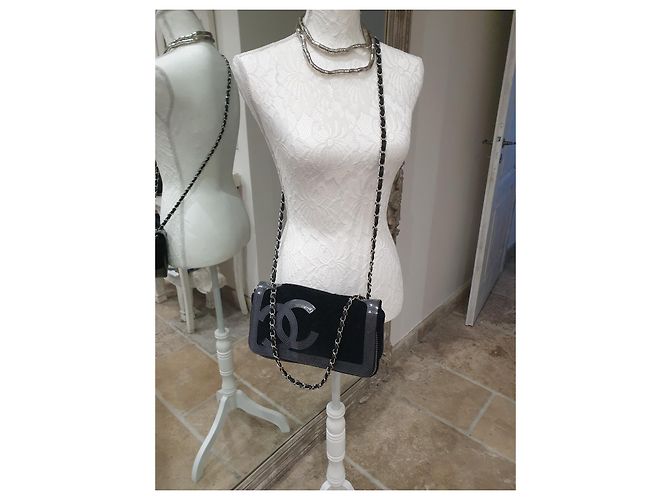 Borsa a mano Chanel Timeless in tweed nero - vista 2