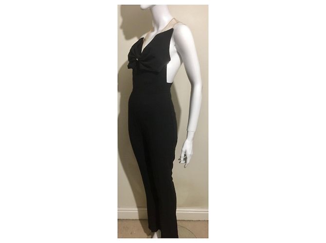 Elisabetta Franchi Mono de noche con cuello ilusión Negro Carne - vista 2