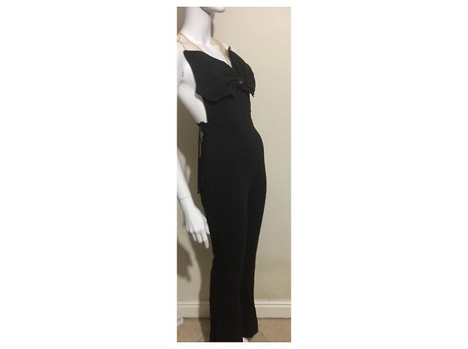 Elisabetta Franchi Mono de noche con cuello ilusión Negro Carne - vista 6