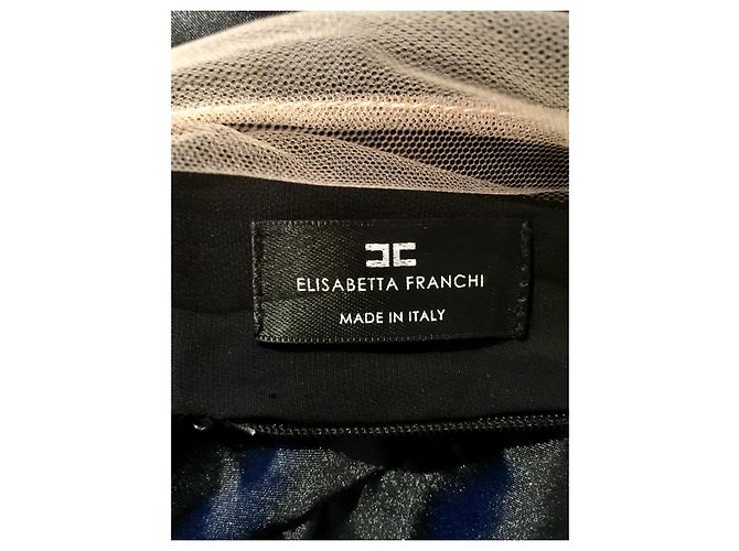 Elisabetta Franchi Mono de noche con cuello ilusión Negro Carne - vista 9