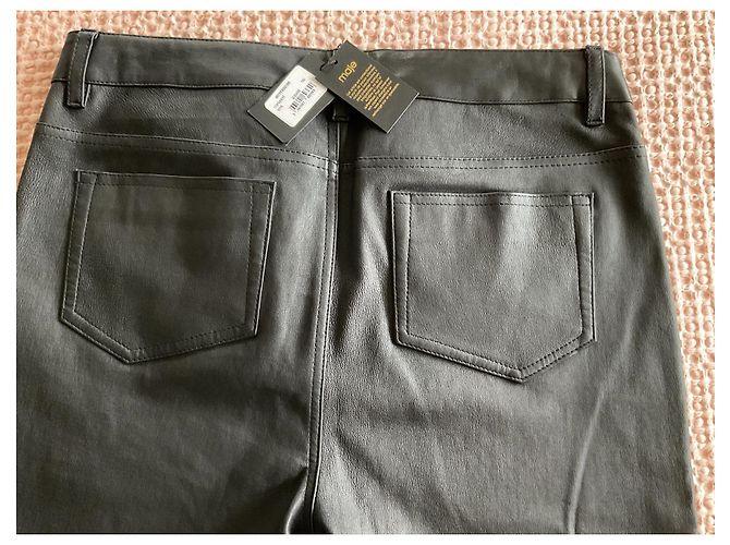 Pantalones Maje de cuero negro - vista 3
