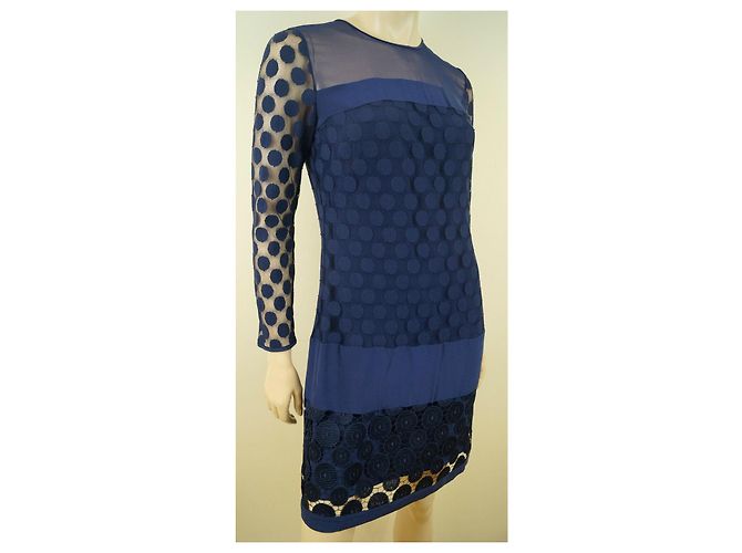 Diane Von Furstenberg DvF Enny Spitzenkleid mit Seidenfutter Blau - Ansicht 2