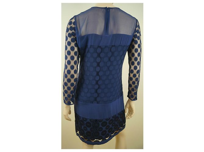 Diane Von Furstenberg DvF Enny Spitzenkleid mit Seidenfutter Blau - Ansicht 3