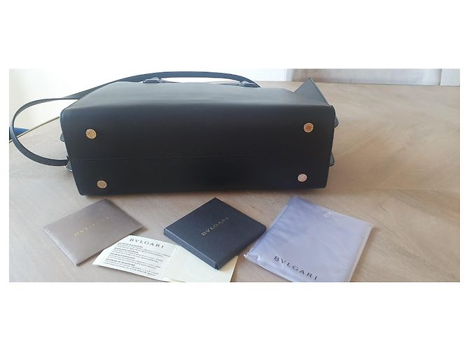 Borsa tote Bulgari Alba in pelle di vitello martellata nera Nero - vista 3