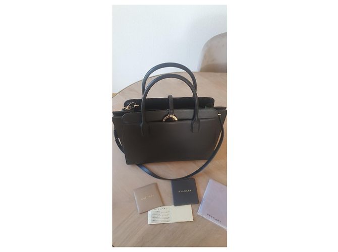 Borsa tote Bulgari Alba in pelle di vitello martellata nera Nero - vista 8