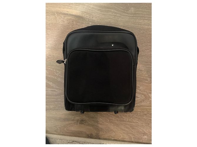 Borsa a tracolla Montblanc nera in pelle e tessuto Nero - vista 3