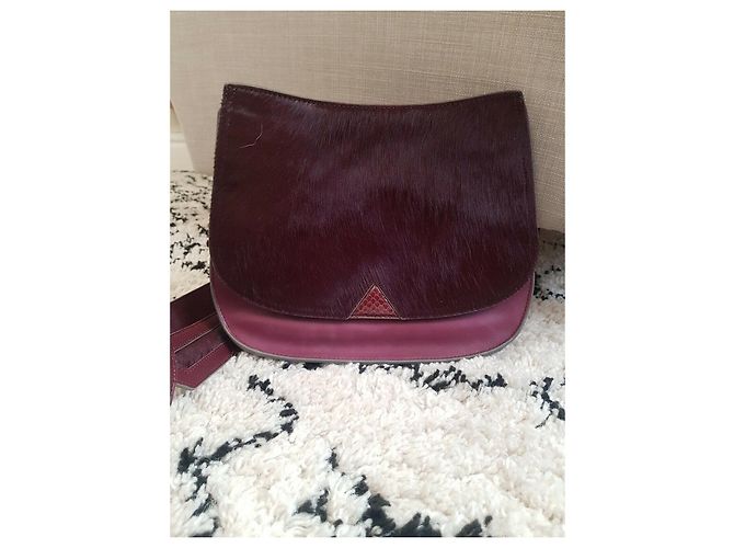 Brian Atwood Borsa a tracolla bordeaux con finiture in cavallino Porpora - vista 3