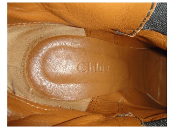 Stivaletti Chloé in pelle grigia e beige 39,5 Grigio - vista 9