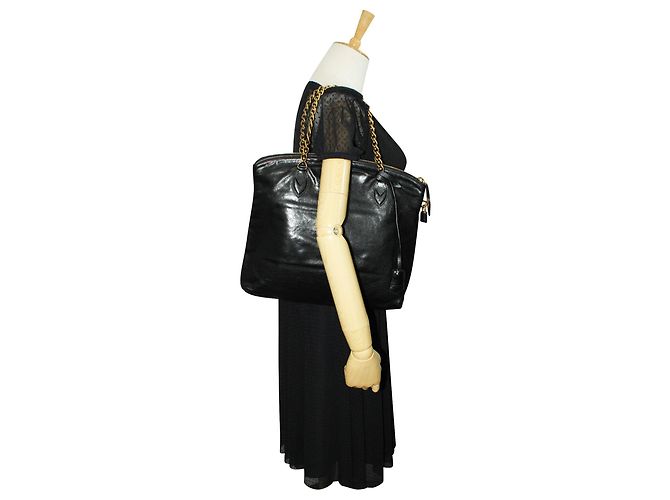 Louis Vuitton Tote Lockit de Piel Negra con Cadena Dorada Otoño / Invierno 2013 Negro - vista 9