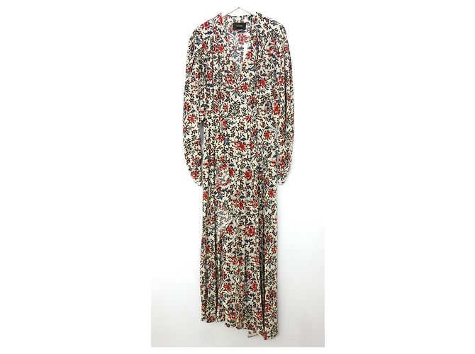 Isabel Marant Blaine vestido floral de seda elástica. Roja - vista 3