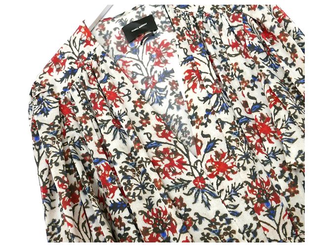 Isabel Marant Blaine vestido floral de seda elástica. Roja - vista 4