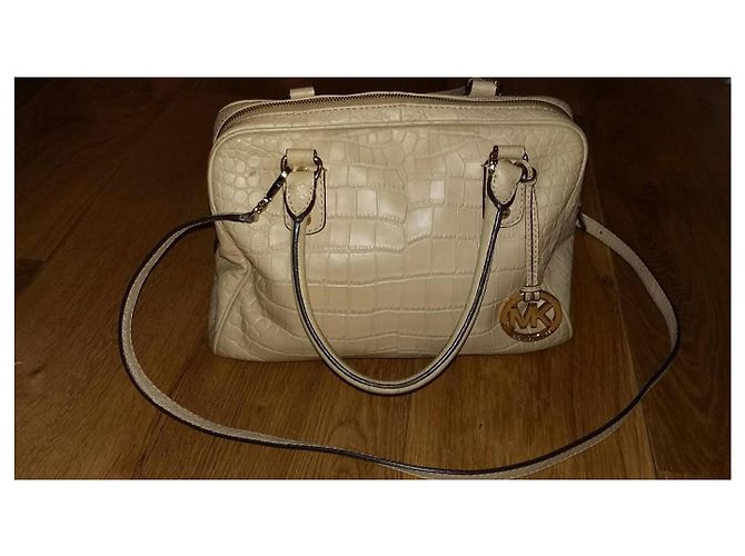 Borsa Michael Kors in pelle vernice beige effetto coccodrillo - vista 7