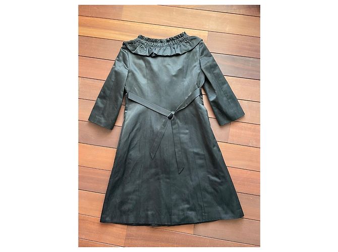 Abrigo Moschino Cheap And Chic de algodón y seda negro - vista 4