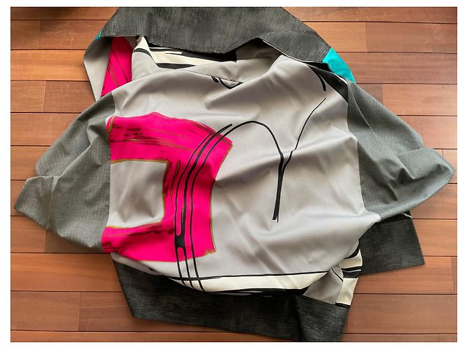 Kenzo Chaqueta Kimono de Lana Gris y Rosa Multicolor - vista 12