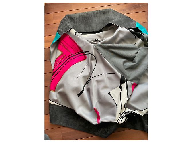 Kenzo Chaqueta Kimono de Lana Gris y Rosa Multicolor - vista 13