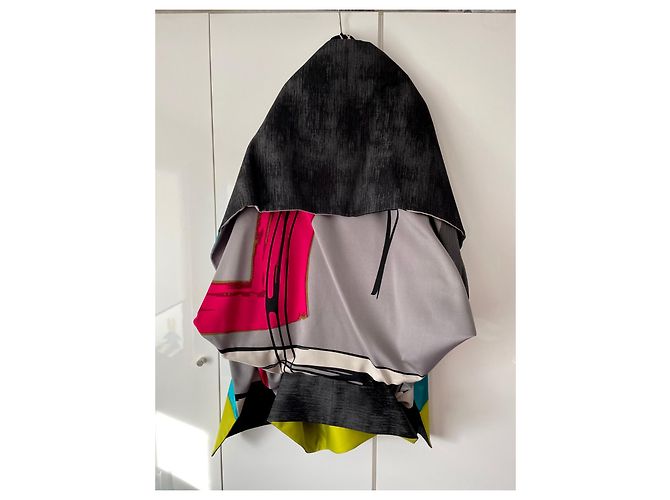 Kenzo Chaqueta Kimono de Lana Gris y Rosa Multicolor - vista 15