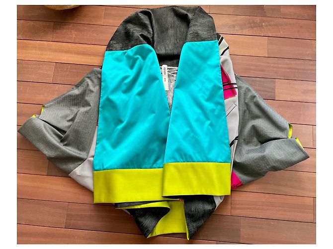 Kenzo Chaqueta Kimono de Lana Gris y Rosa Multicolor - vista 2