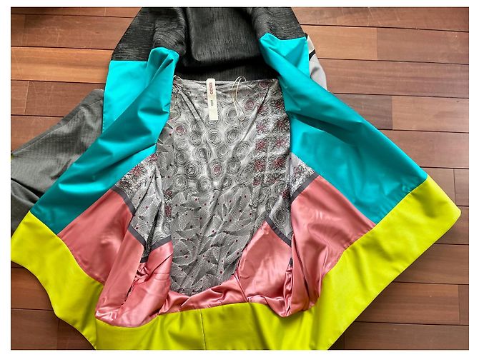 Kenzo Chaqueta Kimono de Lana Gris y Rosa Multicolor - vista 3