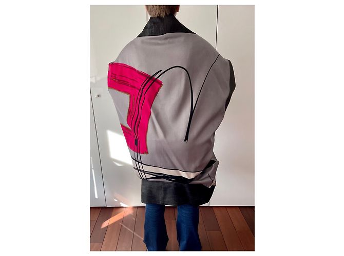 Kenzo Chaqueta Kimono de Lana Gris y Rosa Multicolor - vista 6