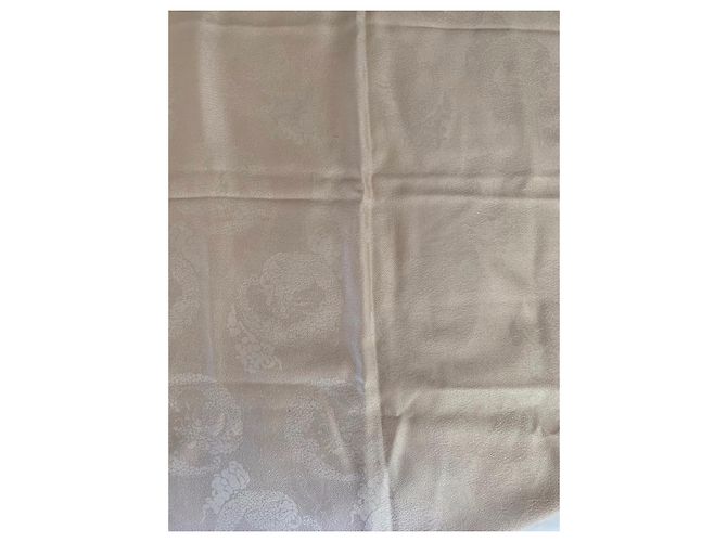 Sciarpa Christian Dior beige in seta e lana con motivo floreale - vista 5