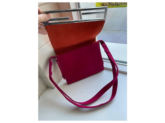Pochette Fendi Arancione e Fuchsia in Pelle di Cervo Fuschia - vista 2