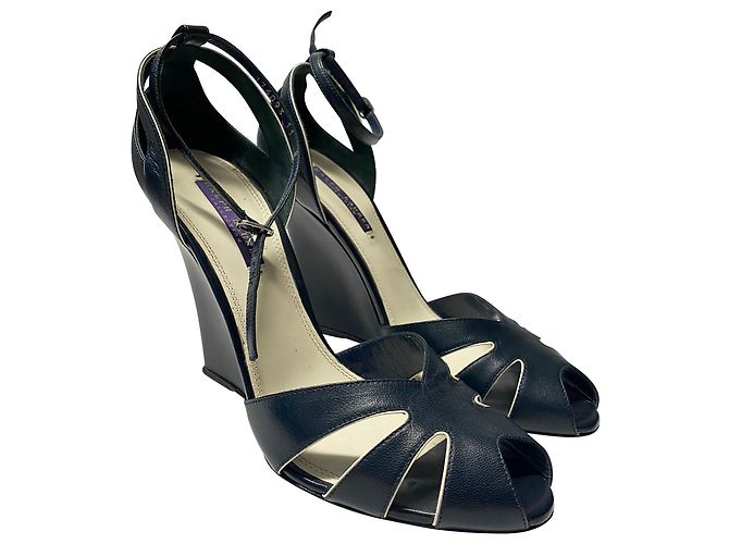 Scarpe con zeppa Ralph Lauren in pelle nera - Ansicht 3