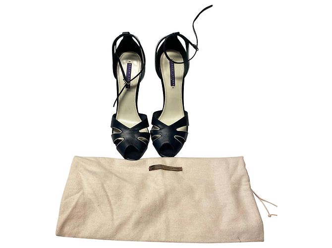 Scarpe con zeppa Ralph Lauren in pelle nera - Ansicht 7