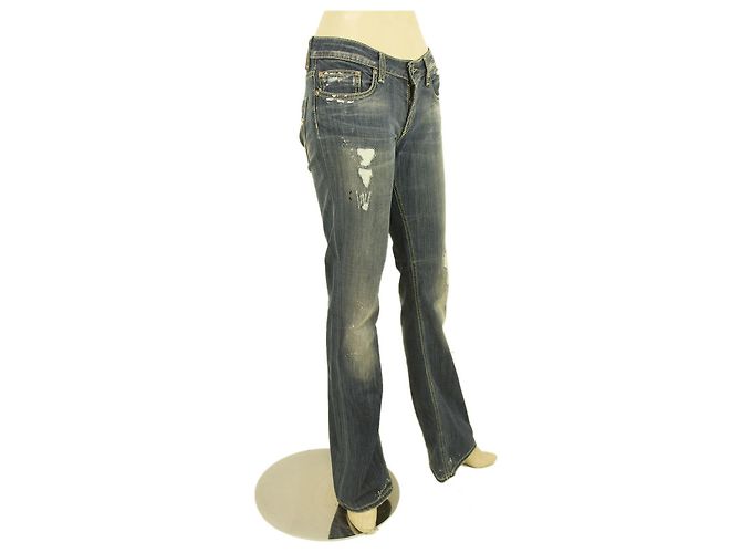 Dondup Blue Kinshasa Denim Jeans Distressed Hose Hose Gr 27 Code P183Y Held Weiß - Ansicht 4