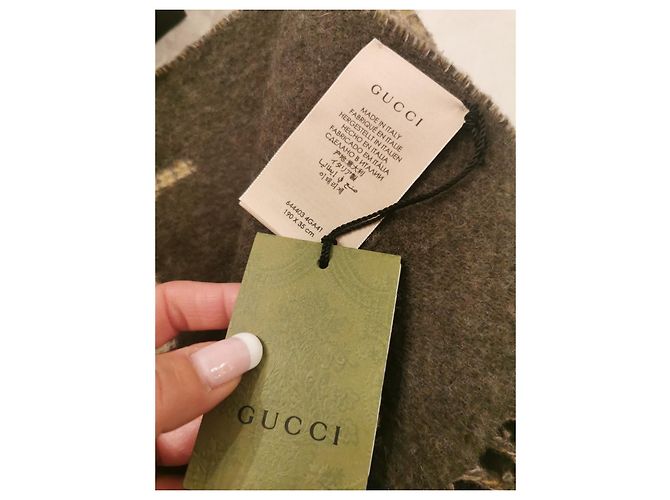 Écharpe Gucci en laine vert olive - vue 8