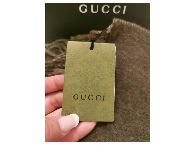 Écharpe Gucci en laine vert olive - vue 9