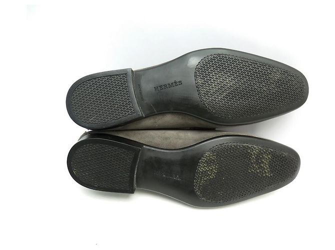 Mocassini Hermès 43.5 SCARPE IN CAMOSCIO GRIGIO MARRONE CERVO - vista 3