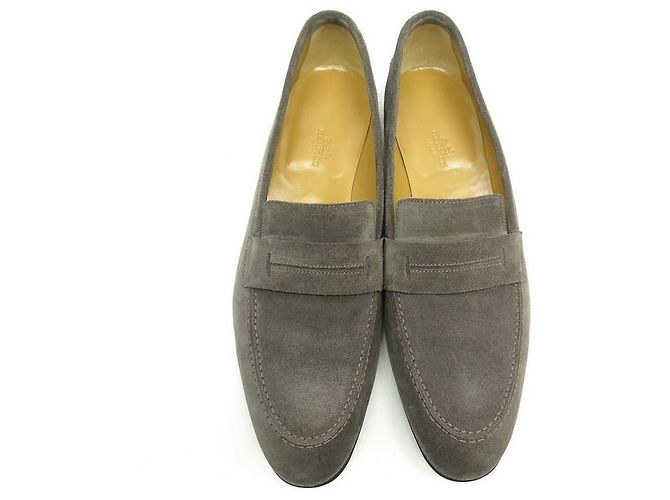Mocassini Hermès 43.5 SCARPE IN CAMOSCIO GRIGIO MARRONE CERVO - vista 5