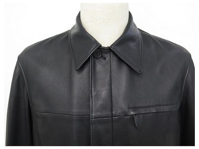 Hermès HERMES JACKET L 52 BLACK DEER LEATHER DEER LEATHER COAT JACKET - view 2