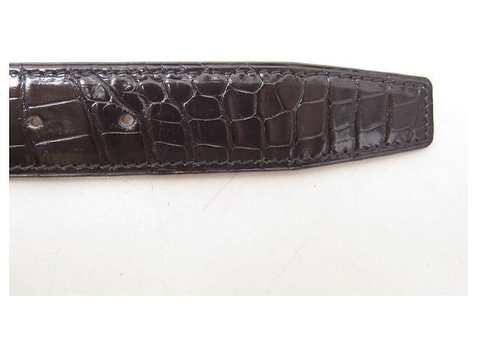 Autre Marque NEUE T-GÜRTELKRAWATTE85 95 PR-SCHNALLE HERMES 32MM BRAUNER GÜRTEL KROKODILLEDER - Ansicht 7