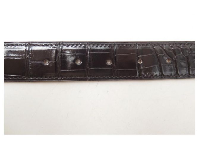 Autre Marque NEUE T-GÜRTELKRAWATTE85 95 PR-SCHNALLE HERMES 32MM BRAUNER GÜRTEL KROKODILLEDER - Ansicht 9