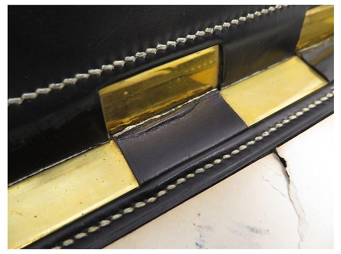Hermès VINTAGE SOUS MAIN DE BUREAU HERMES DUPRE-LAFON 1940 1950 CUIR BOX DESKTOP OFFICE Noir - vue 11