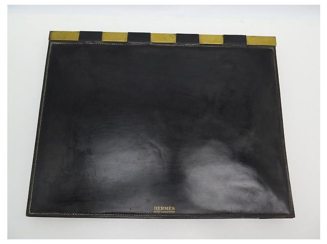 Hermès VINTAGE SOUS MAIN DE BUREAU HERMES DUPRE-LAFON 1940 1950 CUIR BOX DESKTOP OFFICE Noir - vue 5