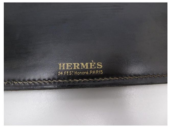 Hermès VINTAGE SOUS MAIN DE BUREAU HERMES DUPRE-LAFON 1940 1950 CUIR BOX DESKTOP OFFICE Noir - vue 6