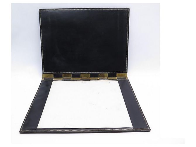 Hermès VINTAGE SOUS MAIN DE BUREAU HERMES DUPRE-LAFON 1940 1950 CUIR BOX DESKTOP OFFICE Noir - vue 7