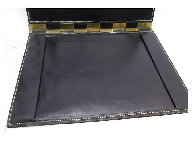 Hermès VINTAGE SOUS MAIN DE BUREAU HERMES DUPRE-LAFON 1940 1950 CUIR BOX DESKTOP OFFICE Noir - vue 9