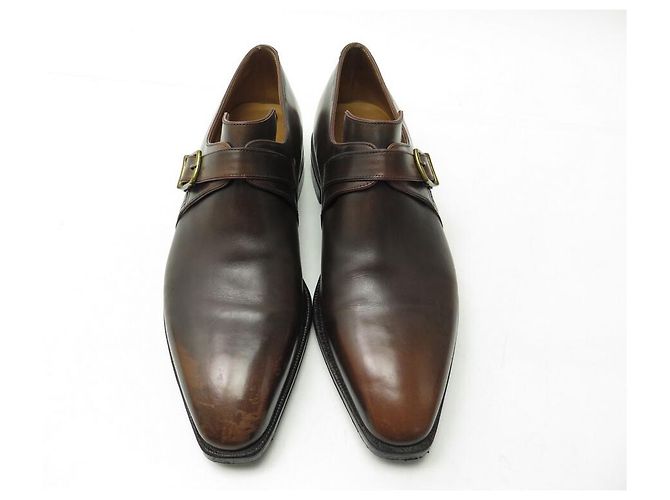 CORTHAY ARCA SCHUHE 9 43 BRAUNE LEDER LOAFERS SCHNALLSCHUHE - Ansicht 4