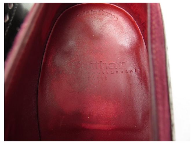 CHAUSSURES CORTHAY WILFRID 8 42 RICHELIEU EN CUIR ET DAIM BORDEAUX SHOES - vue 5